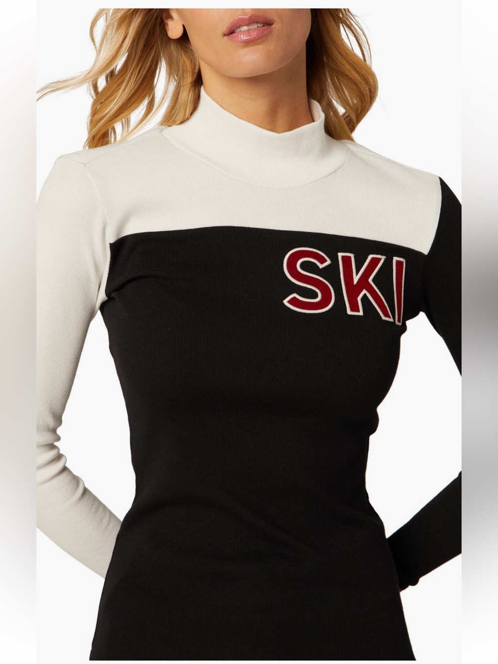 🆕 ANR+ Alpen Rock Fallon Women Black White Red SKI Patch Ribbed Mock Neck - Picture 2 of 3